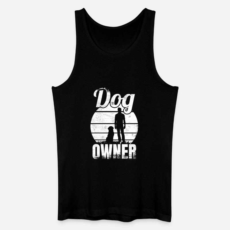 Hundebesitzer Silhouette mit Hund - Männer Bio Tank Top - Schwarz