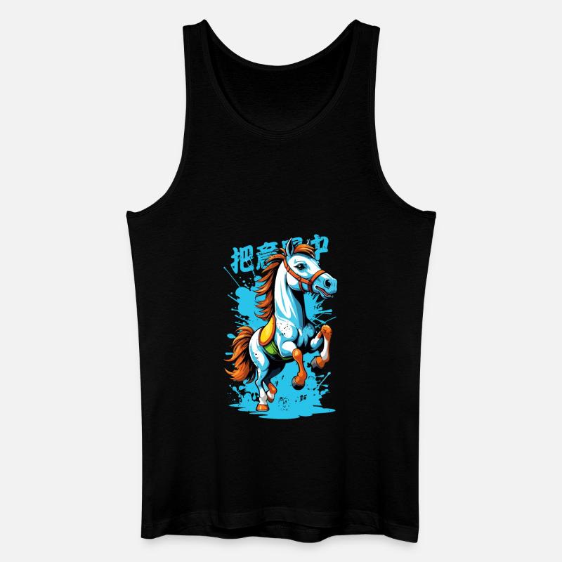 Wildpferd in Bunt - Männer Bio Tank Top - Schwarz