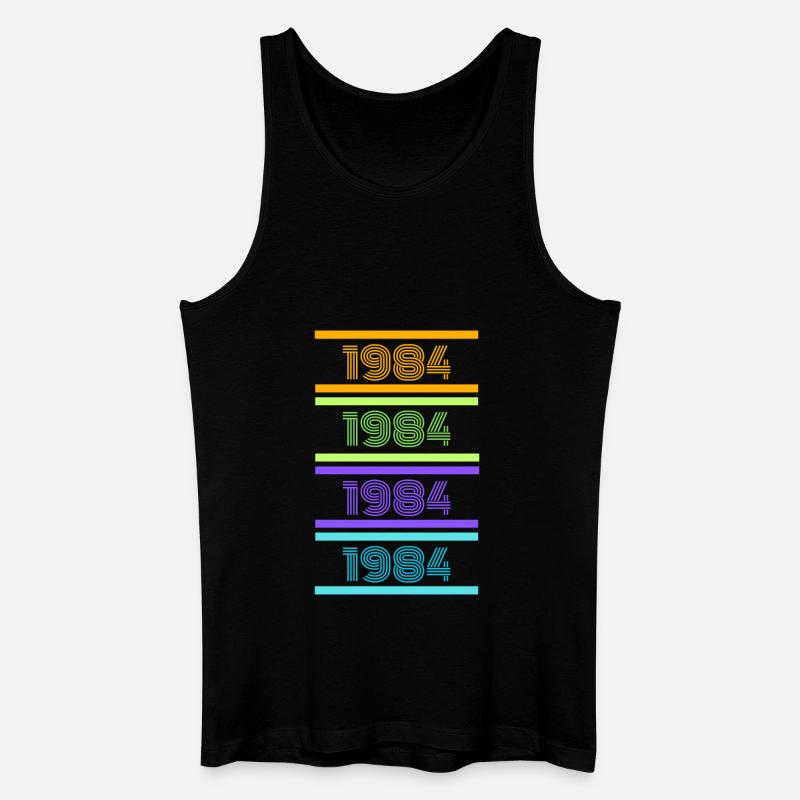 1984 Retro Streifen - Männer Bio Tank Top - Schwarz