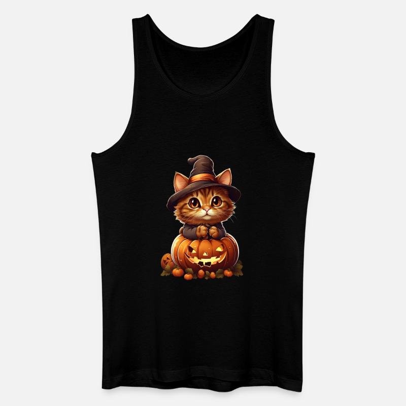 Halloween Katze - Männer Bio Tank Top - Schwarz