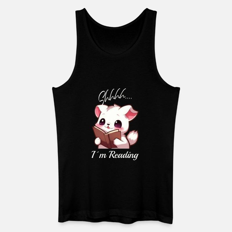 Katze mit Buch - Männer Bio Tank Top - Schwarz