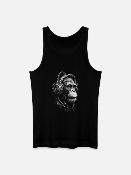 Illustration du singe casque - Débardeur bio Homme - noir