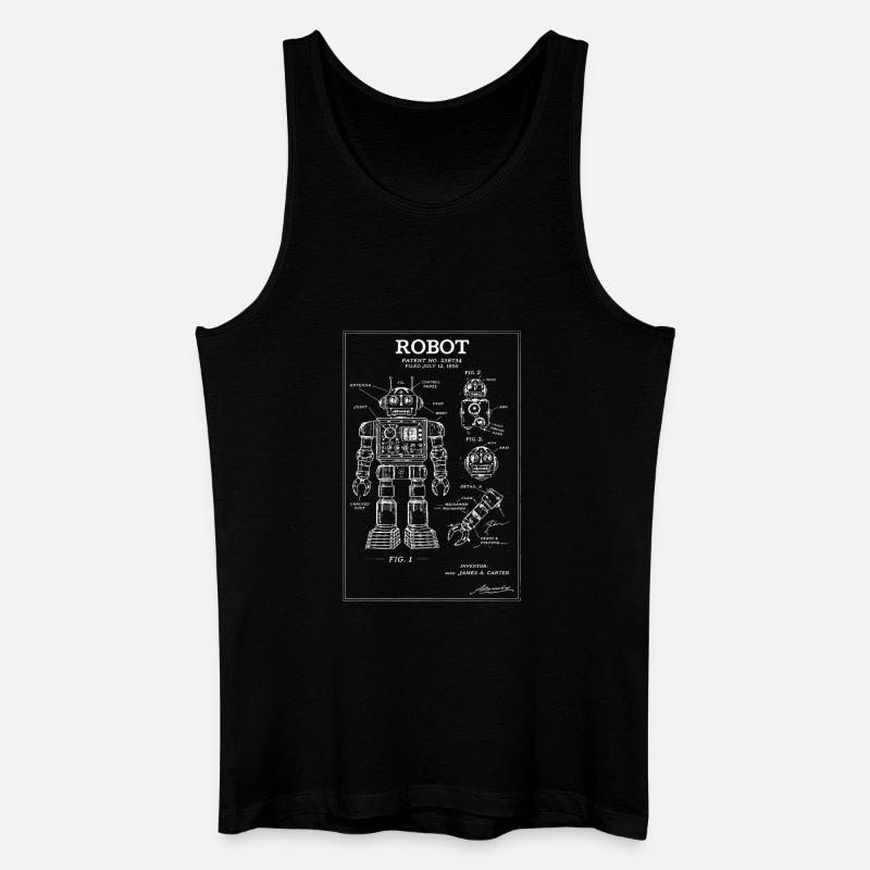 Retro Robot Blueprint Patentkunst - Männer Bio Tank Top - Schwarz