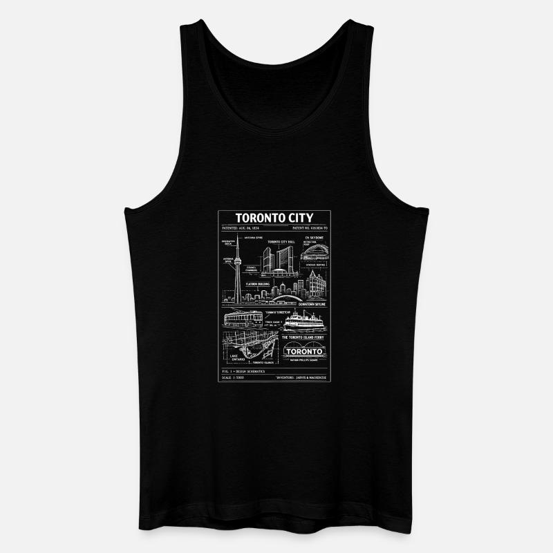 Toronto Skyline Blueprint - Männer Bio Tank Top - Schwarz