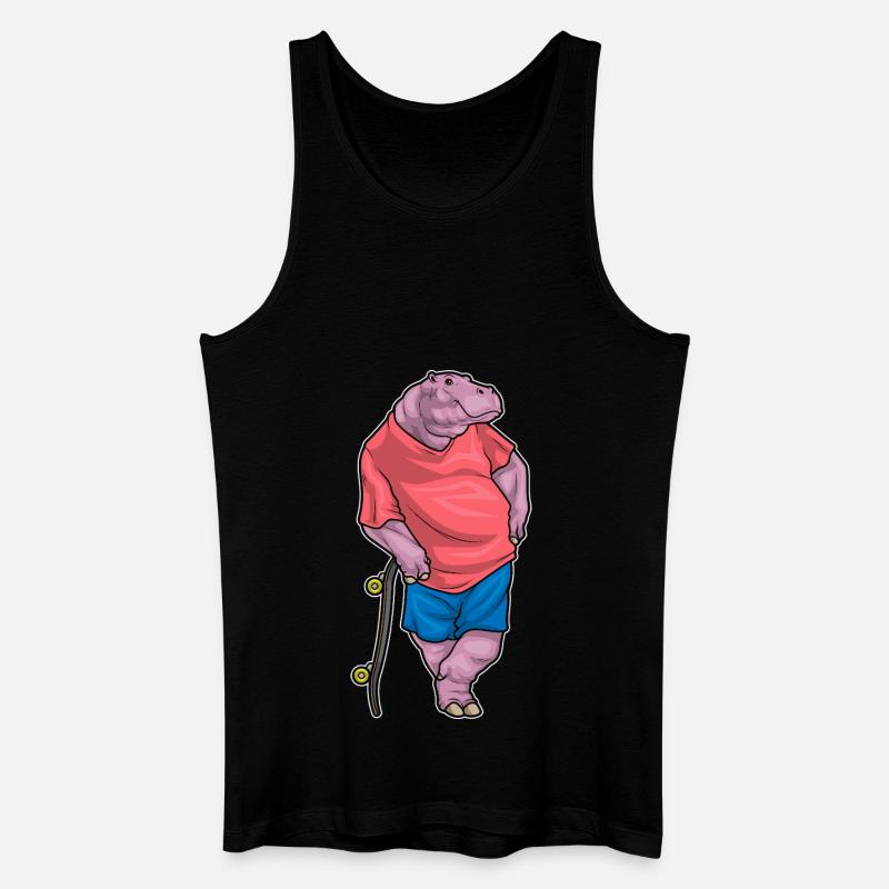 Nilpferd Skater Skateboard - Männer Bio Tank Top - Schwarz