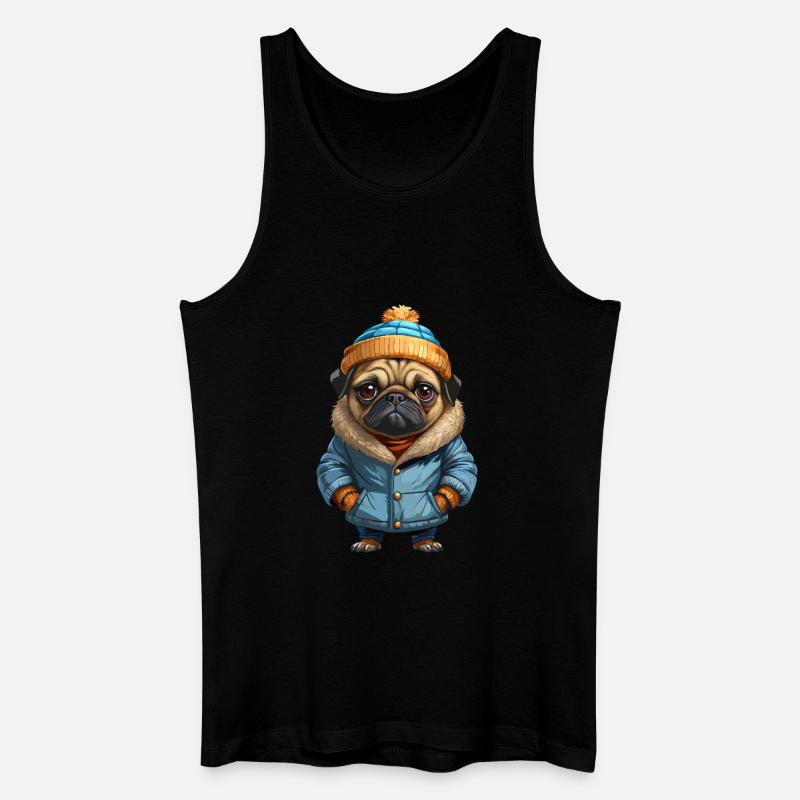 Mops Herbst Winter Outfit - Männer Bio Tank Top - Schwarz