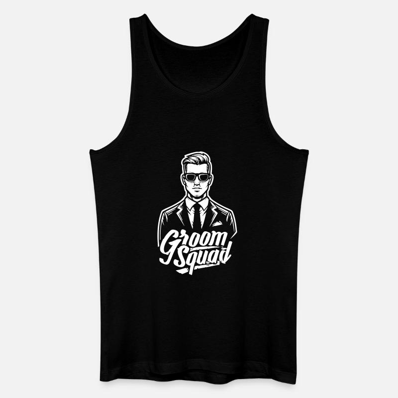 Bräutigam „Groom Squad“-Motiv im Retro-Design - Männer Bio Tank Top - Schwarz