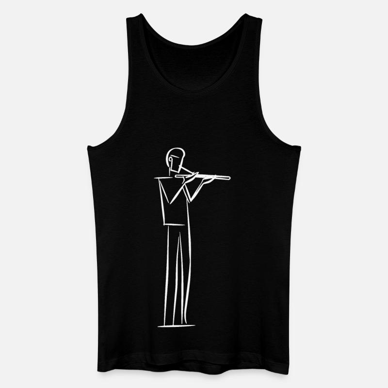 Flötist Line Art - Männer Bio Tank Top - Schwarz