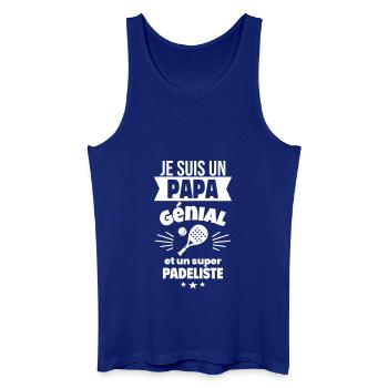 Papa génial & padéliste – idée fête des pères - Débardeur bio Homme - bleu roi - Devant