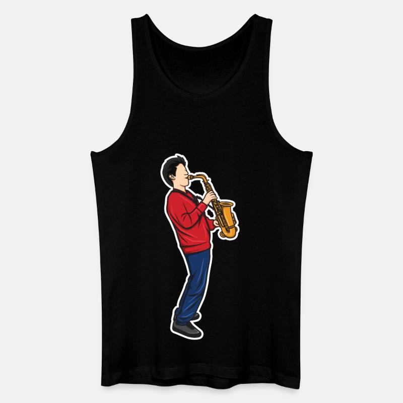 Lustiger Saxophonjunge - Männer Bio Tank Top - Schwarz
