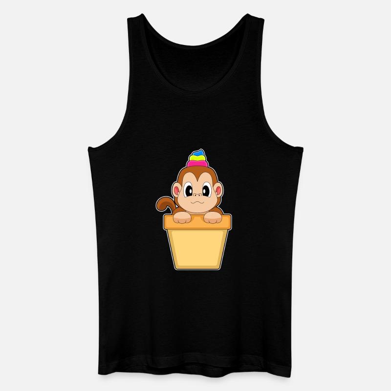 Affe Eisbecher - Männer Bio Tank Top - Schwarz