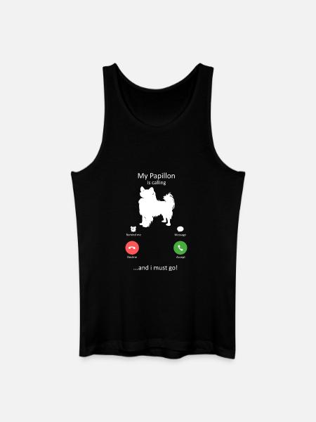 Papillon Dog Calling Smartphone Interface - Men’s Organic Tank Top - black