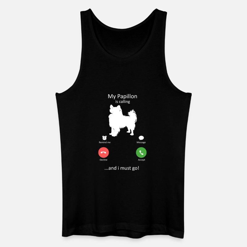Papillon Dog Calling Smartphone Interface - Men’s Organic Tank Top - black