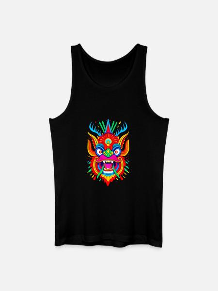 Bunte Drachenmaske - Männer Bio Tank Top - Schwarz