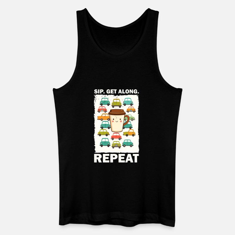 Verspielte Kaffeetasse mit Autos - Männer Bio Tank Top - Schwarz