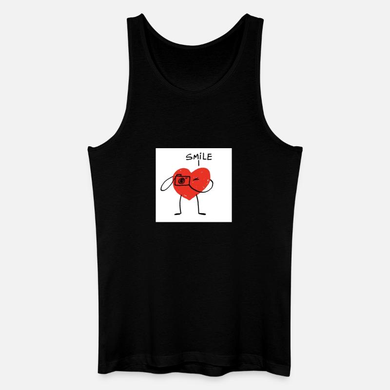 Herz mit Kamera Cartoon - Männer Bio Tank Top - Schwarz