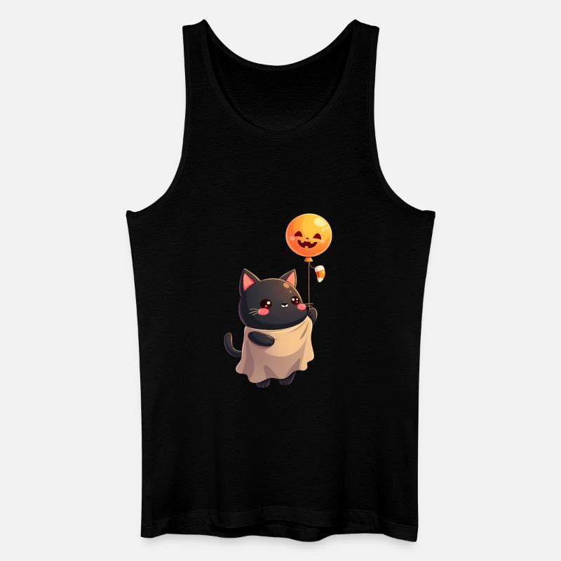 Halloween Cat with Halloween Pumpkin - Männer Bio Tank Top - Schwarz