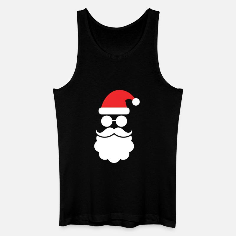 Weihnachtsmann mit Bart Minimal Kopf Design - Männer Bio Tank Top - Schwarz