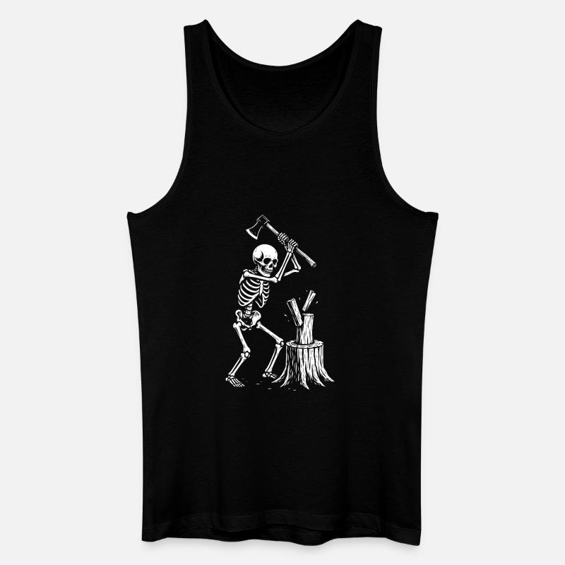 Skelett-Holzfäller-Silhouette - Männer Bio Tank Top - Schwarz