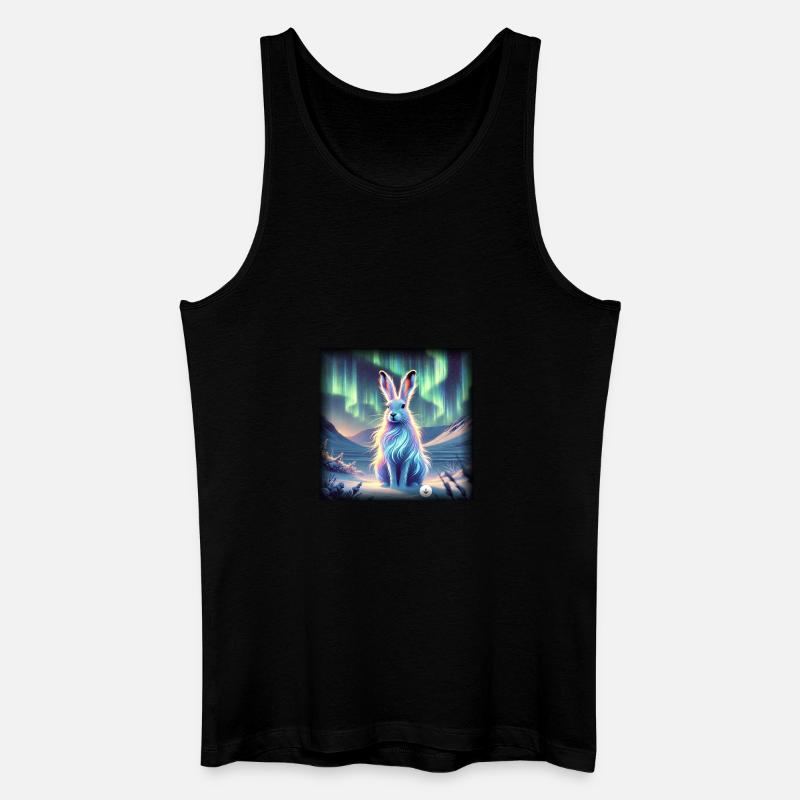 Schneehase Aurora Borealis - Männer Bio Tank Top - Schwarz