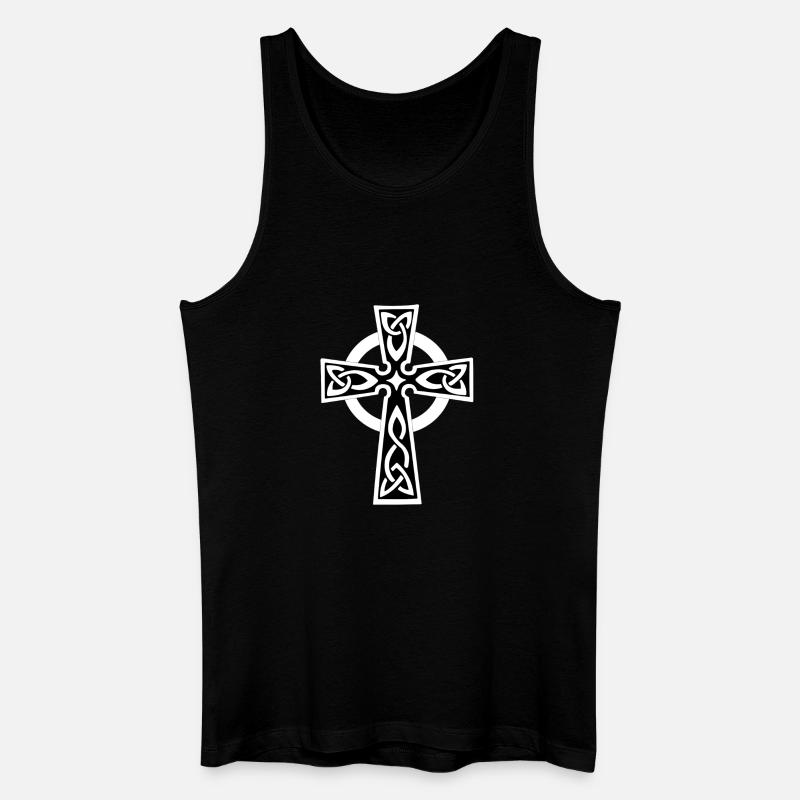 Keltisches oder Keltisches Kreuz weiß - Männer Bio Tank Top - Schwarz