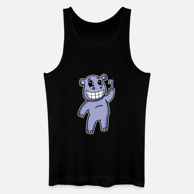 Hippopotame avec brosse à dents - Débardeur bio Homme - noir