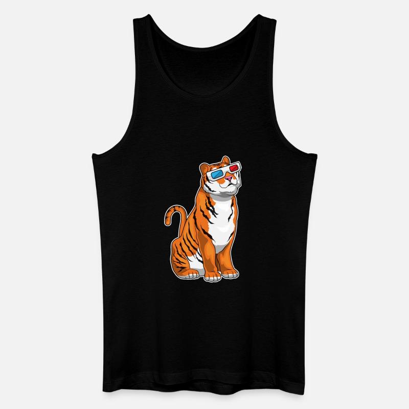 Tiger Brille - Männer Bio Tank Top - Schwarz