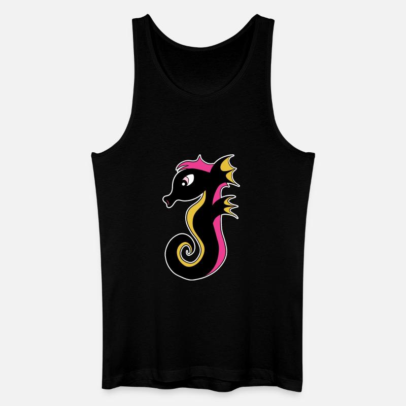 Blühendes Neon-Seepferdchen - Männer Bio Tank Top - Schwarz