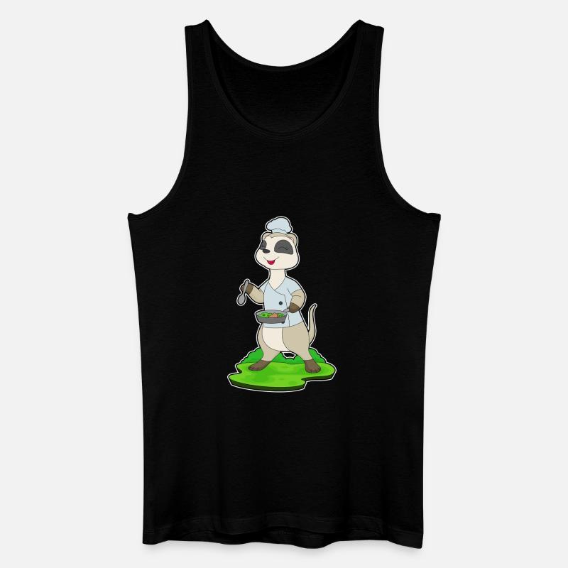 Erdmännchen Koch Pfanne Kochen - Männer Bio Tank Top - Schwarz