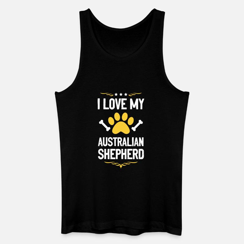 Ich liebe Aussie Shepherd - Männer Bio Tank Top - Schwarz