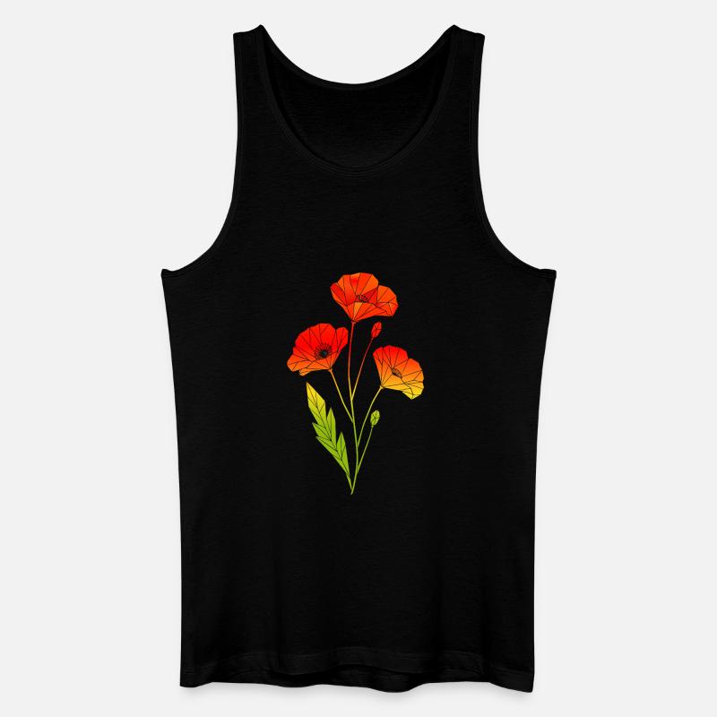 Geometrische Mohnblumen im Polygon Stil - Männer Bio Tank Top - Schwarz