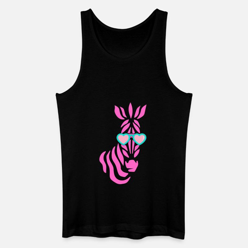 pinkes Zebra mit Sonnenbrille - Männer Bio Tank Top - Schwarz