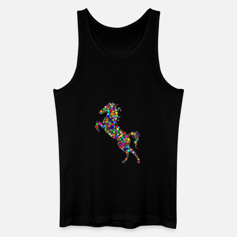buntes springendes Pferd - Männer Bio Tank Top - Schwarz