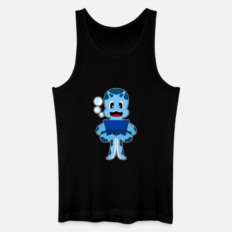 Krake Laptop - Männer Bio Tank Top - Schwarz