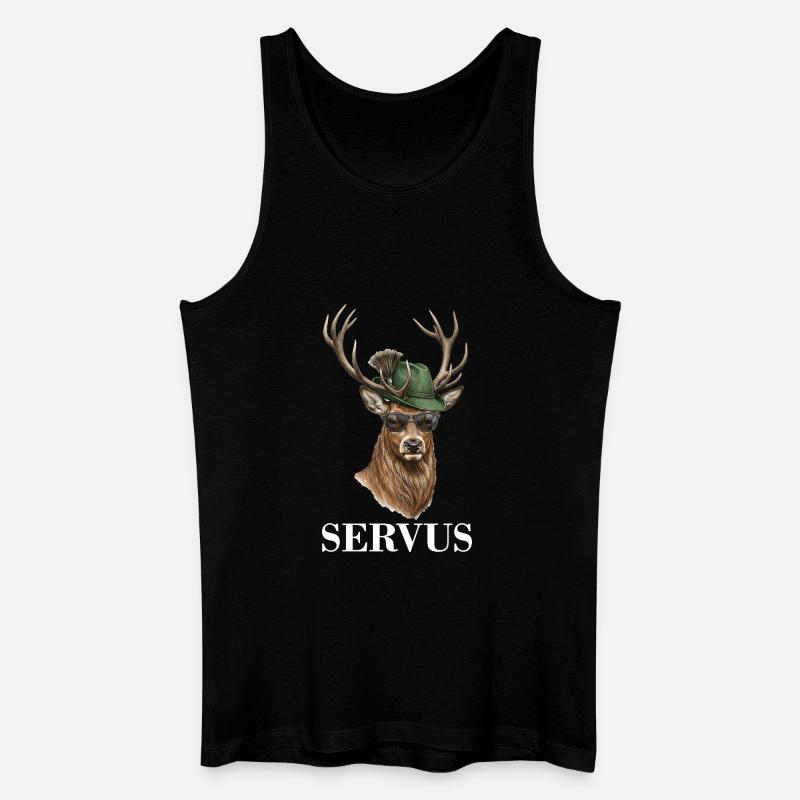 Hirsch Reh Servus - Männer Bio Tank Top - Schwarz