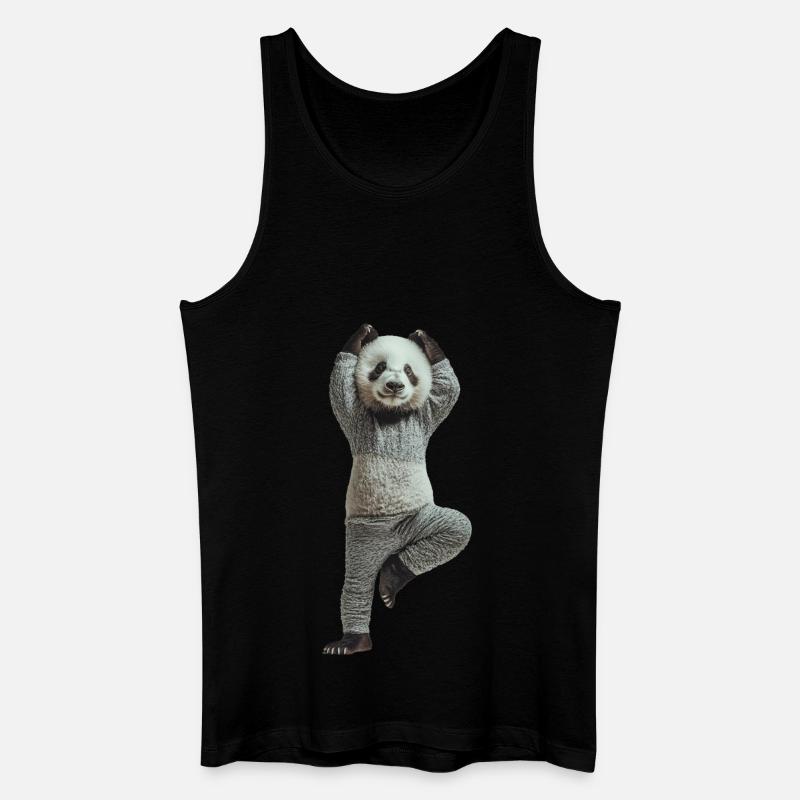 Panda - Männer Bio Tank Top - Schwarz