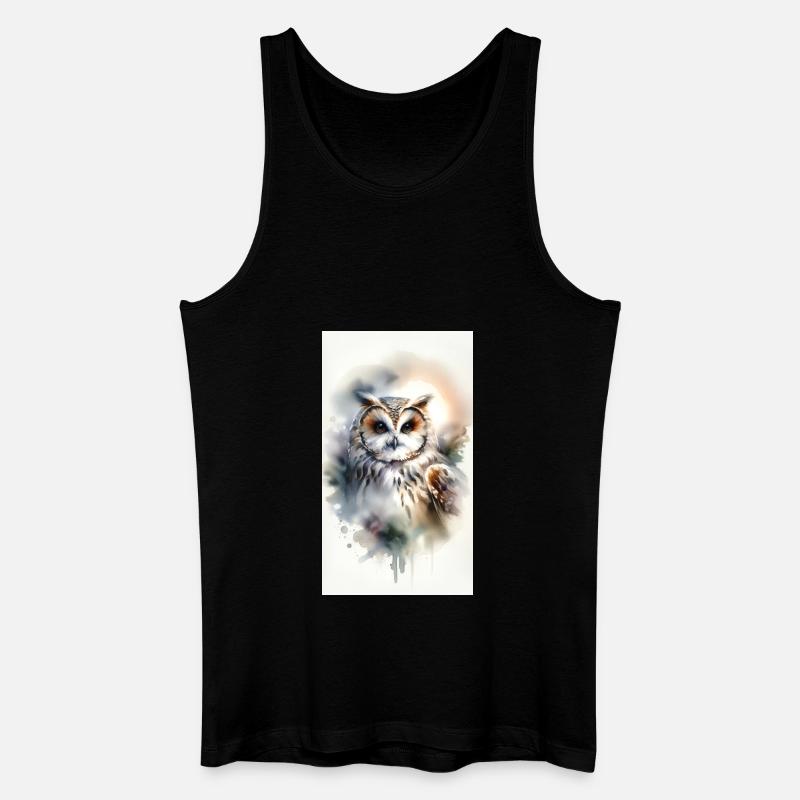 Eule im Aquarell - Männer Bio Tank Top - Schwarz