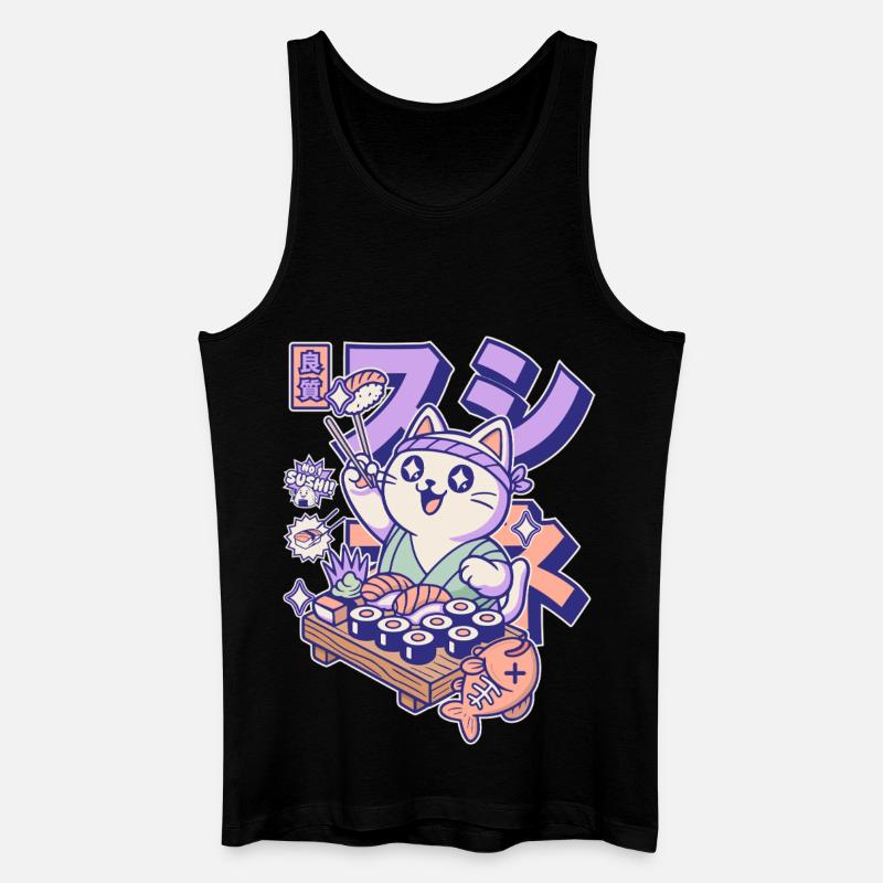 Sushi Chefkoch Katze  - Männer Bio Tank Top - Schwarz