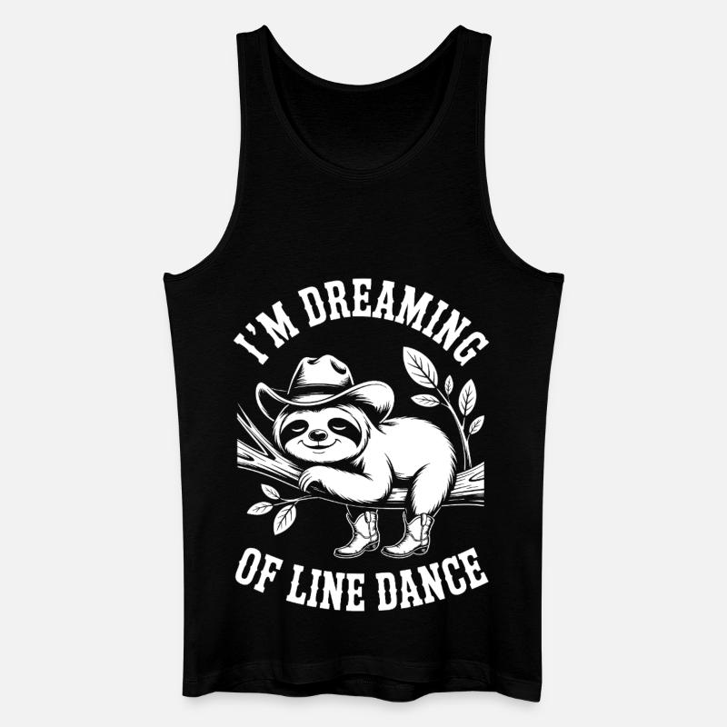 Träumendes Faultier Line Dance - Männer Bio Tank Top - Schwarz