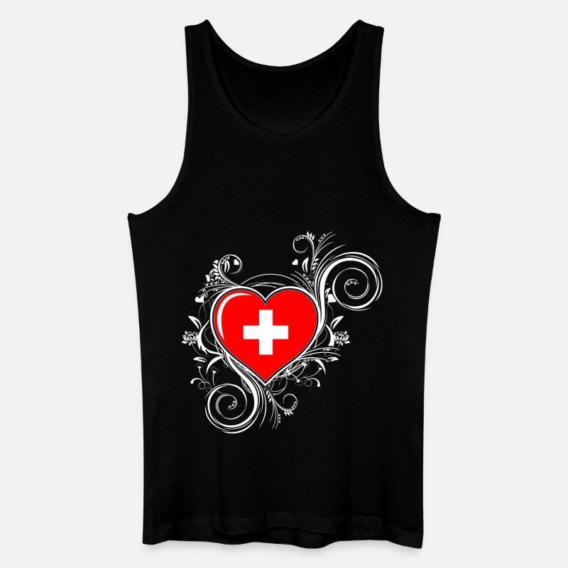 Schweiz - Herz - Männer Bio Tank Top - Schwarz