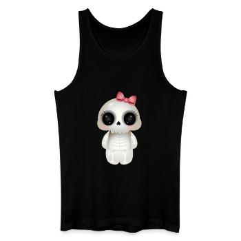 niedlicher Skull mit rosa Schleife - Männer Bio Tank Top - Schwarz - Vorne