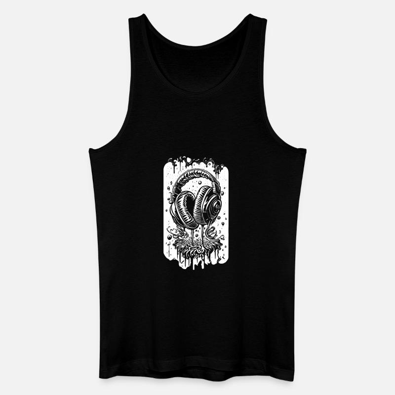 Comic Kopfhörer mit Tropfen - Männer Bio Tank Top - Schwarz