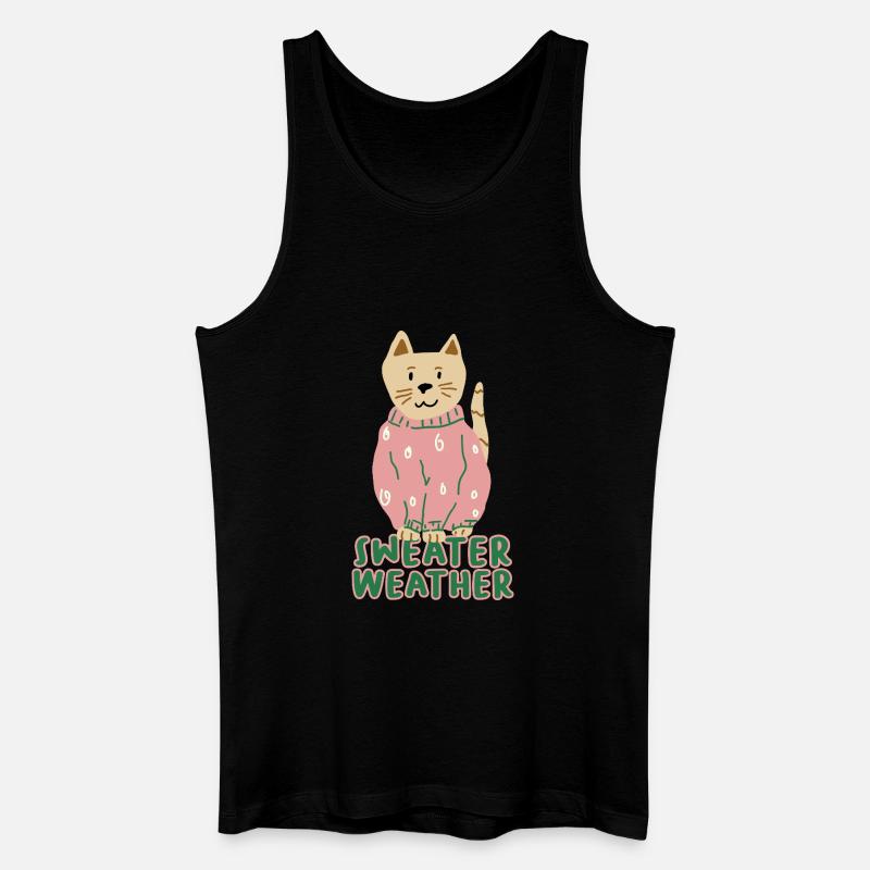 Katze im Rosa Pullover – Sweater Weather - Männer Bio Tank Top - Schwarz