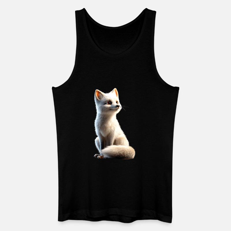 Polarfuchs Schneefuchs Eisfuchs Süßer Weißer Fuchs - Männer Bio Tank Top - Schwarz
