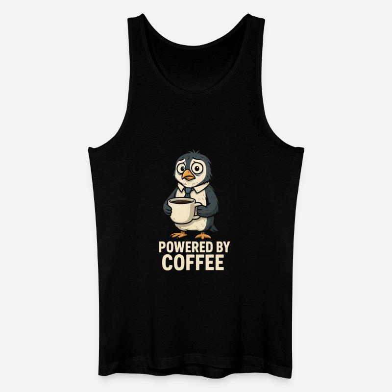 Kaffeepinguin mit Stil - Männer Bio Tank Top - Schwarz