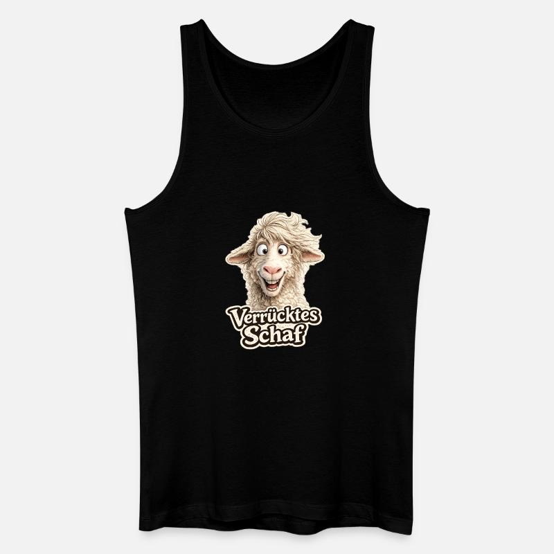 Verrücktes Schaf Motiv - Männer Bio Tank Top - Schwarz