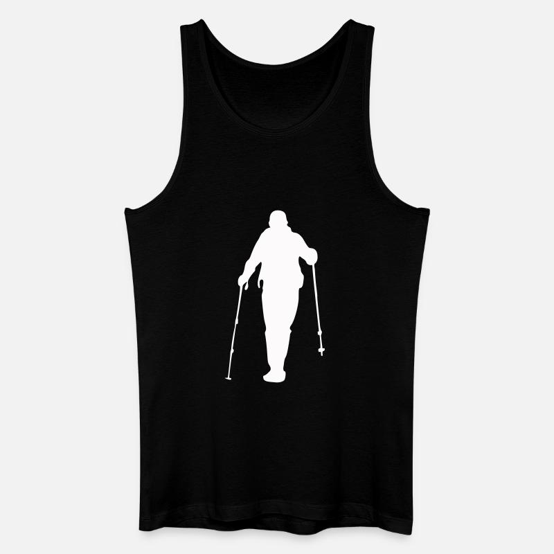 Wanderer mit Trekkingstöcken - Männer Bio Tank Top - Schwarz