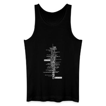 "Alles über Fitness" Motiv weiß - Männer Bio Tank Top - Schwarz - Vorne