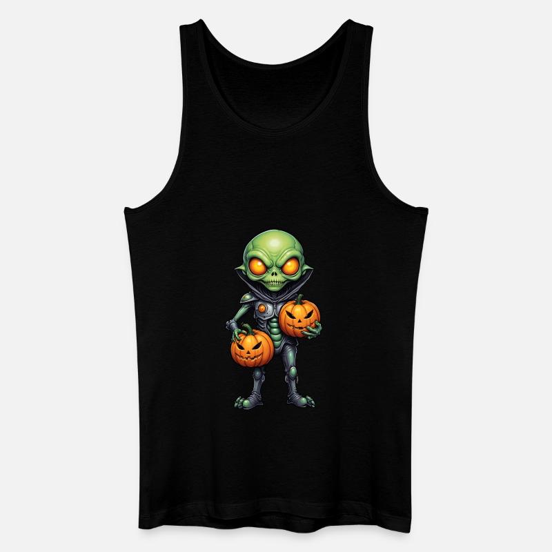Alien mit Kürbisköpfen Halloween - Männer Bio Tank Top - Schwarz