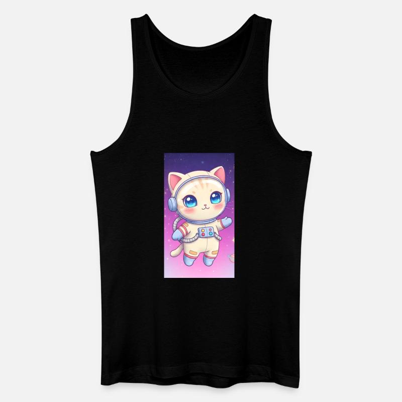 Astronaut Kätzchen - Männer Bio Tank Top - Schwarz